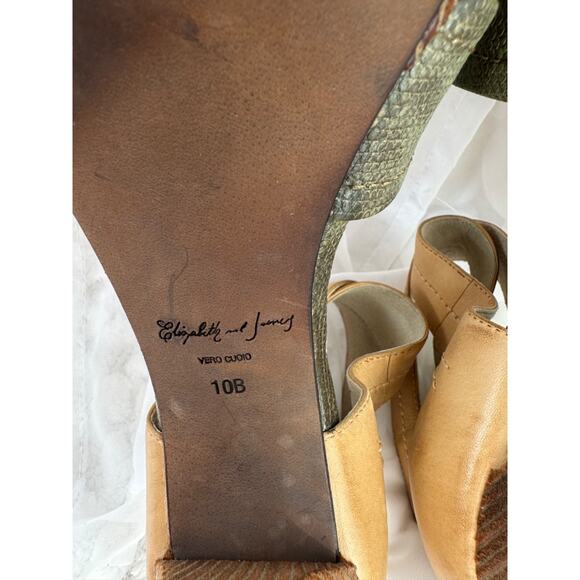 Elizabeth & James 10 Strappy Wood HIGH heels leather Gray Reptile ankle strap - Picture 10 of 10